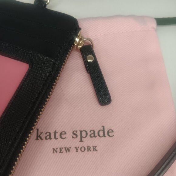 KATE SPADE NY BLACK MADISON CARD CASE LANYARD - Picture 7 of 8